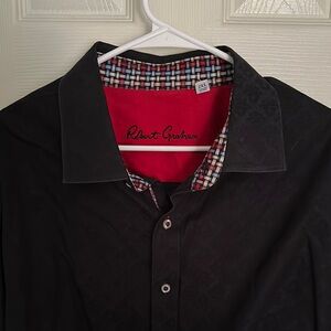 Robert Graham big and tall Black Shirt with Red and Checkered Accents